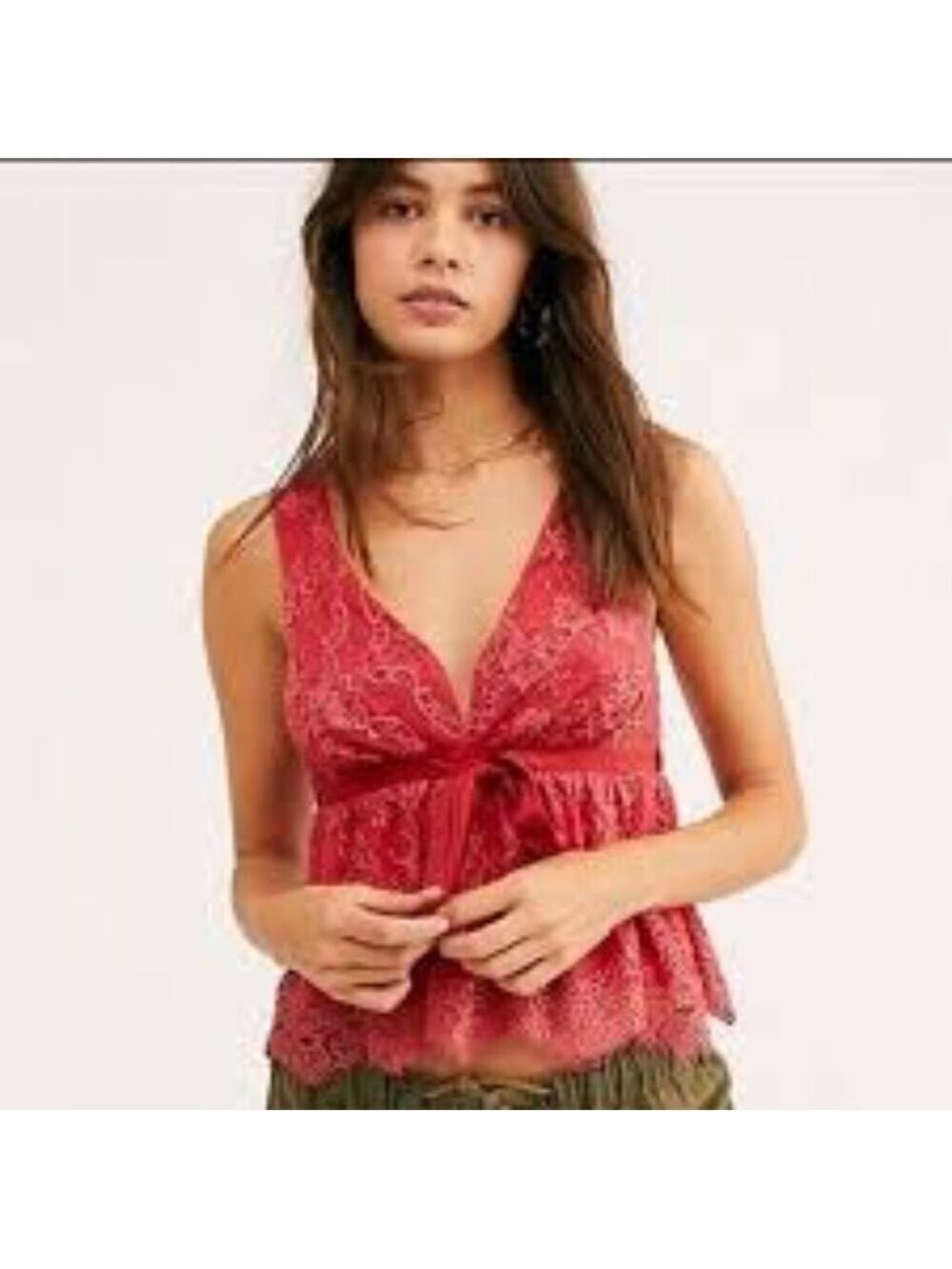 Free People Chante Lace Tie Tank Top